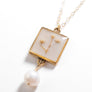 White Resin Flower Necklace w/ Pearl Drop by Lace & Pearls Jewelry