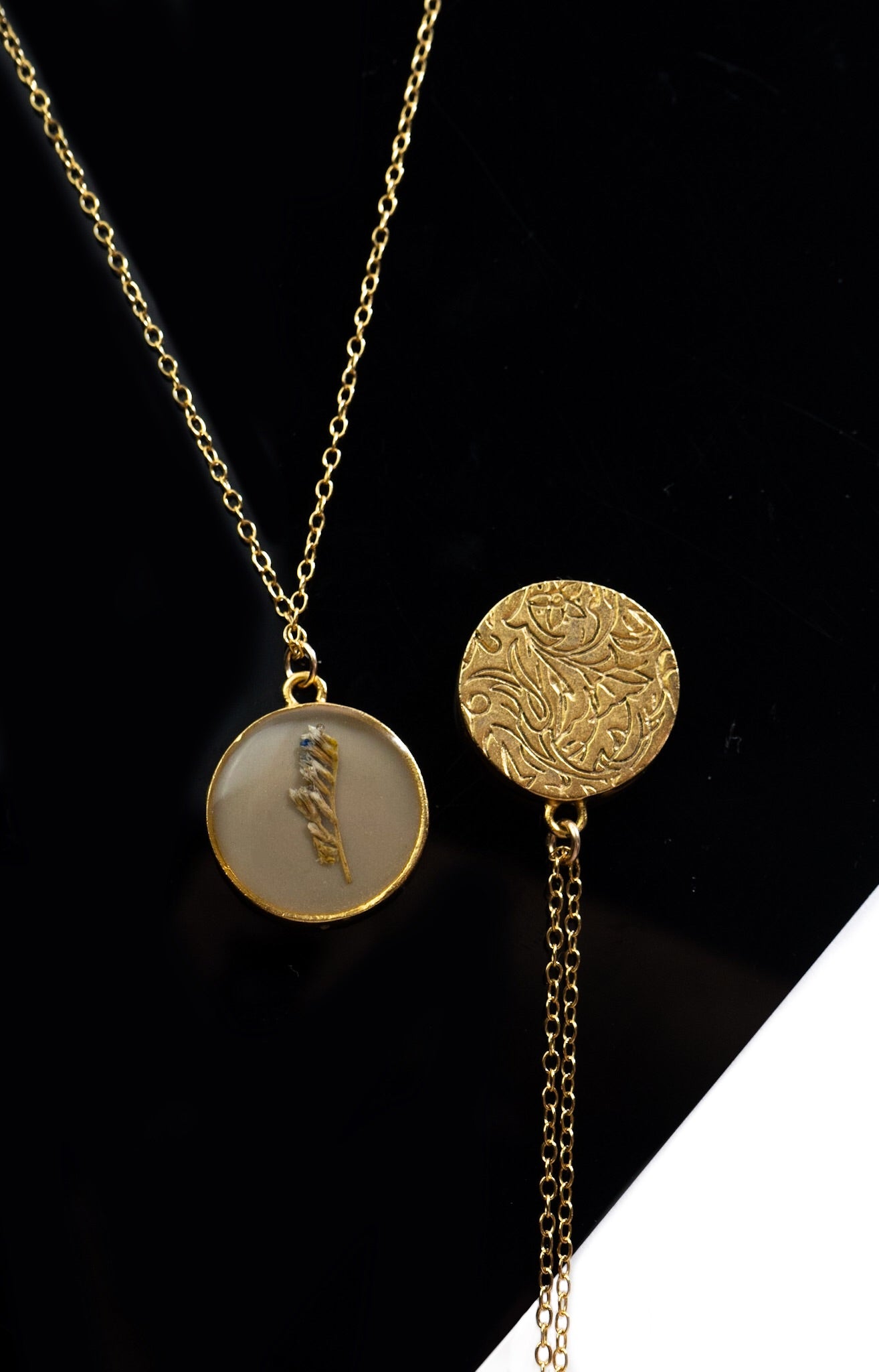 Resin Pendant Long DISC by Lace & Pearls Jewelry