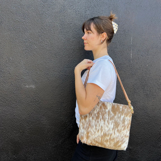 Caramel Speckled Cowhide Mini Hobo by Primecut