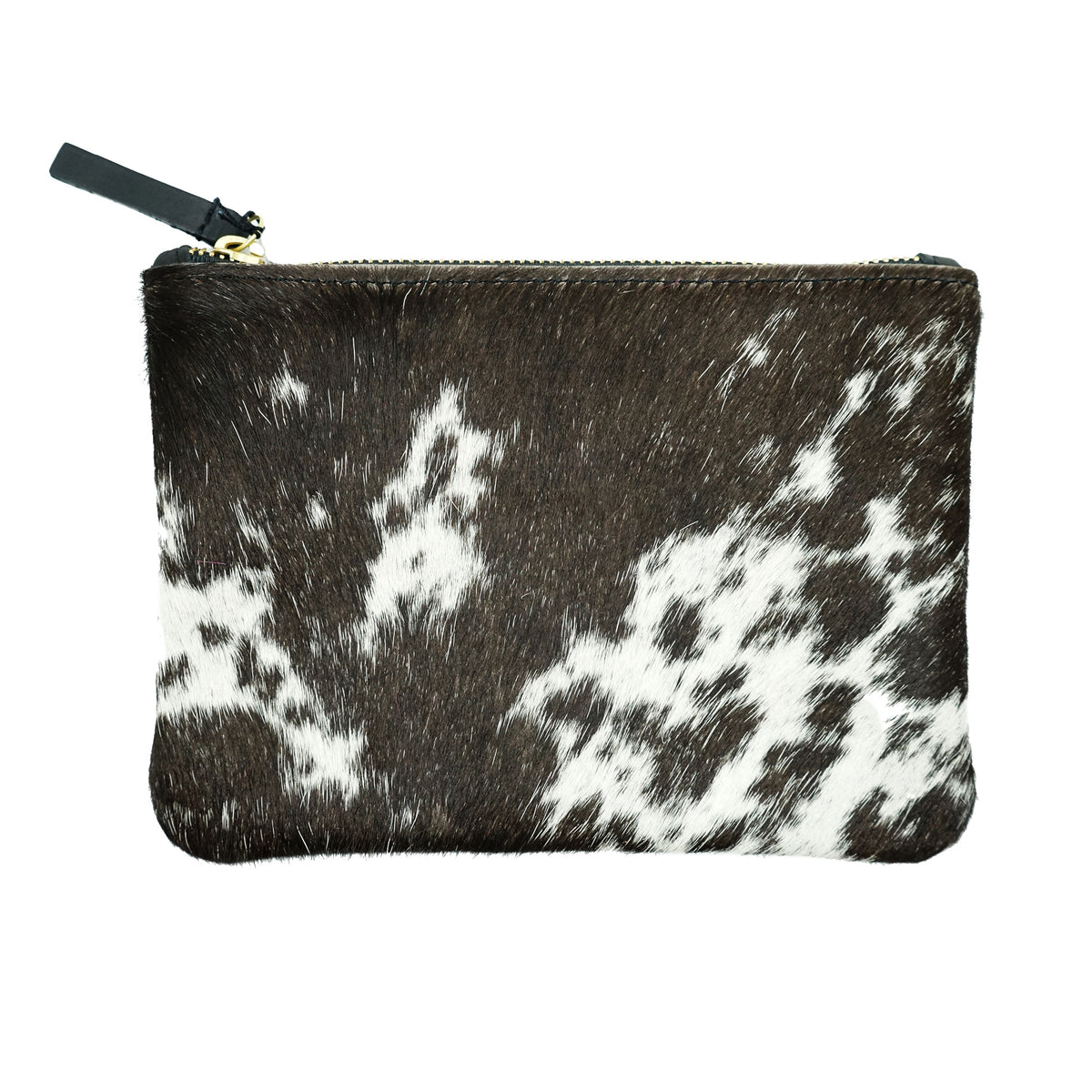 Black and White Cow Print Leather Pouch Keyring