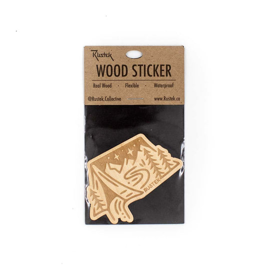 Camping In Tent Wood Sticker by Rustek