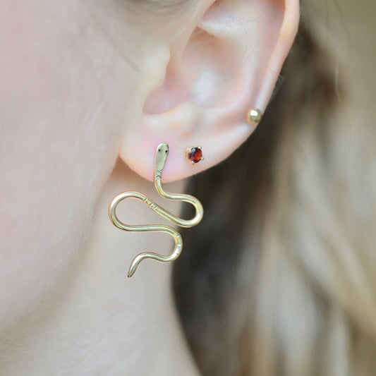 Brass Snake Studs by Emma Brooke Jewelry
