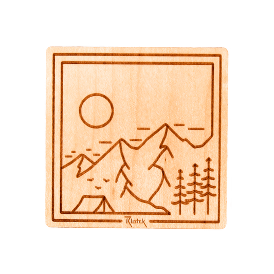 Base Camp Square Wood Sticker by Rustek