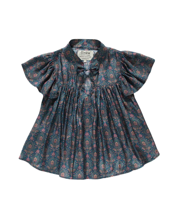W's Silk Ruffle Top Teal Paisley by Ginew