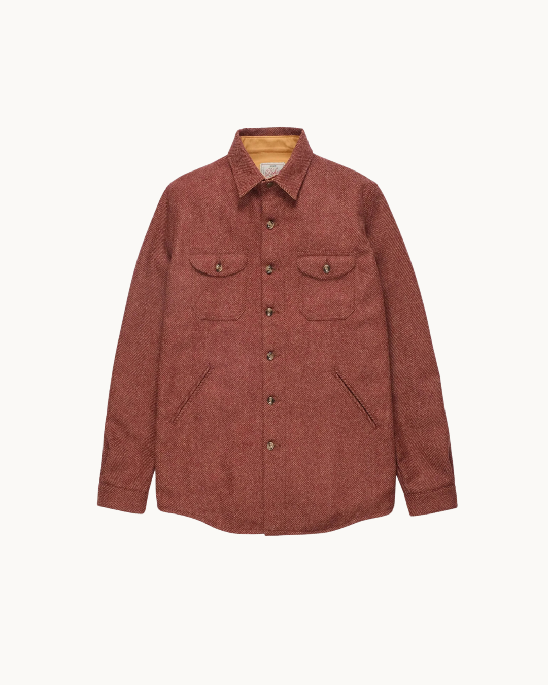 Crissman Overshirt - Brick Herringbone Wool by Dehen 1920