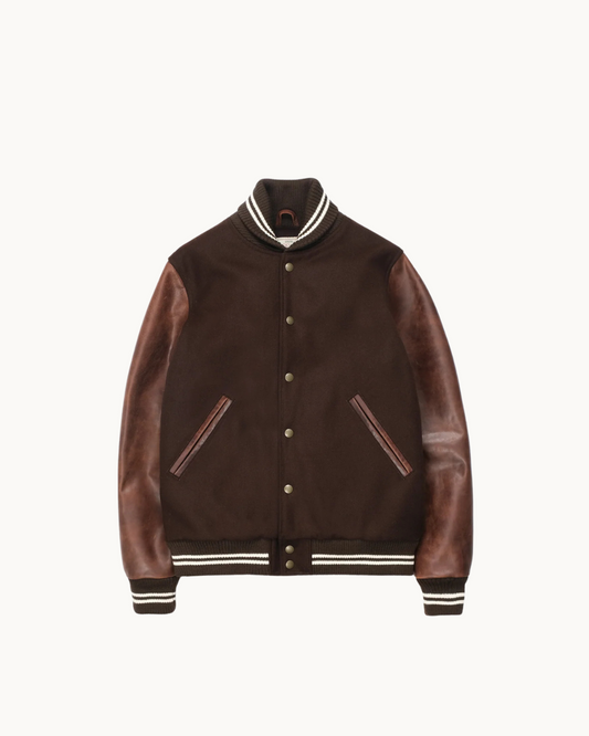 Varsity Jacket - Brown Melton/Antique Brandy Leather