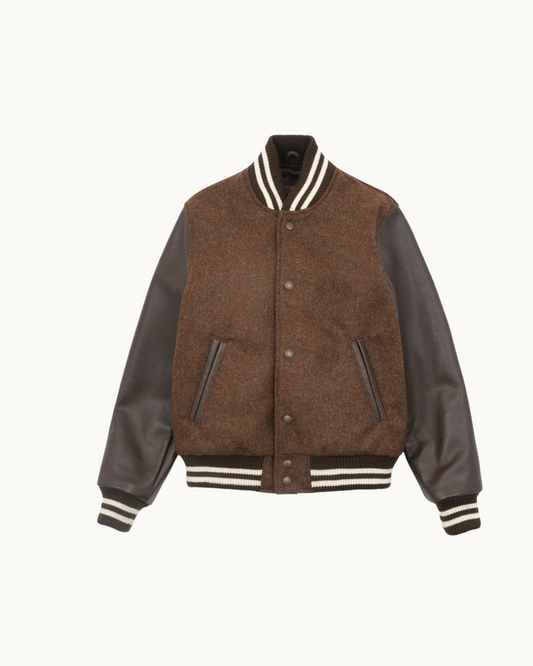 W's Varsity Jacket - Medium Brown Mix by Dehen 1920