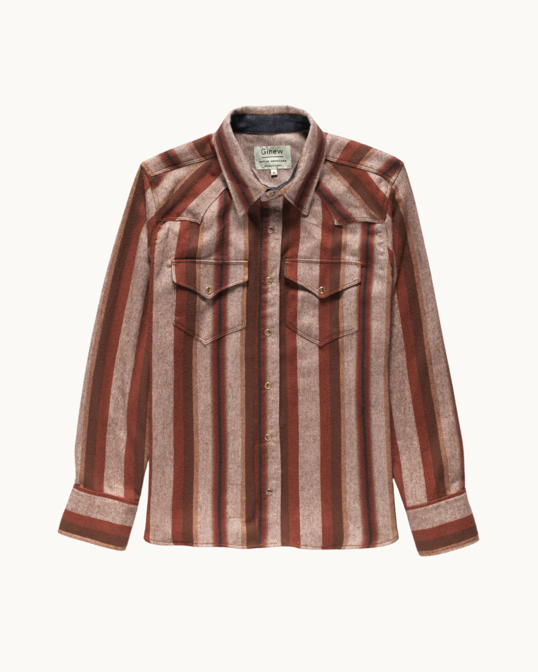 Western Snap Shirt Mocha Stripe by Ginew