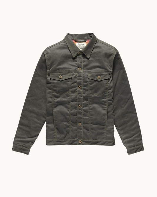 Wax Rider Coat Herringbone Green by Ginew