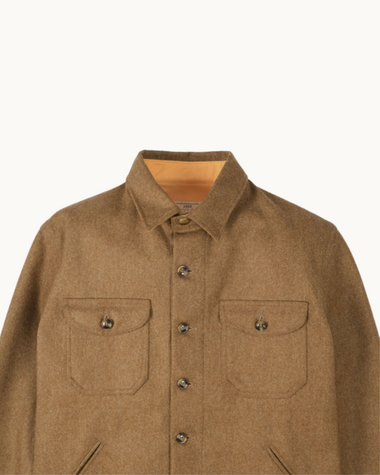 Crissman Overshirt - Dark Tan Wool Mix by Dehen 1920