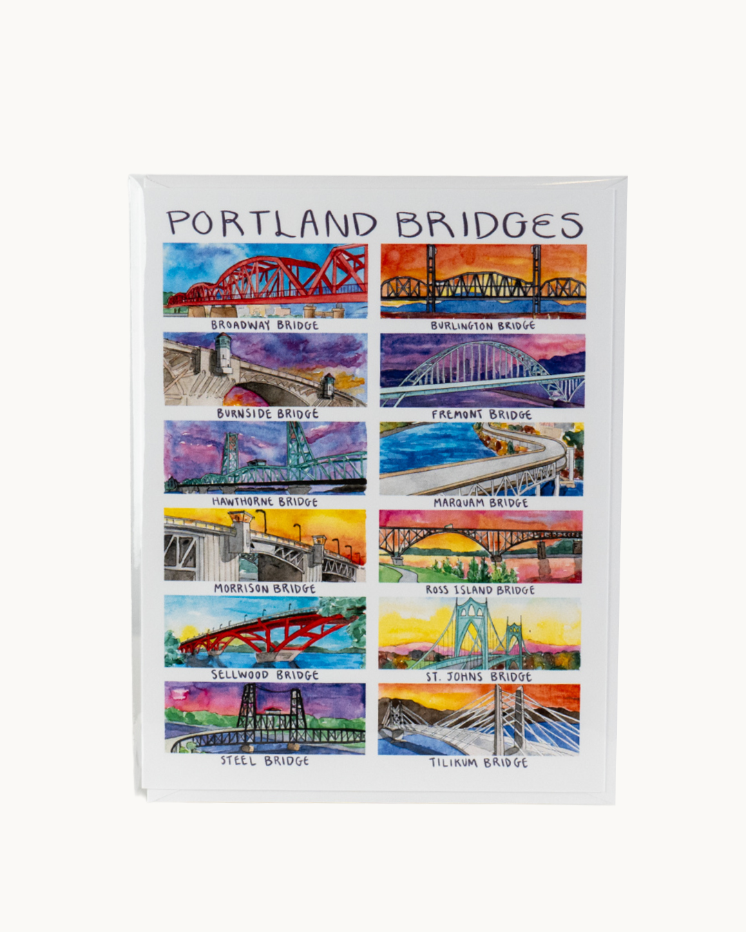 Portland Bridges Card by Amy Wike Illustration