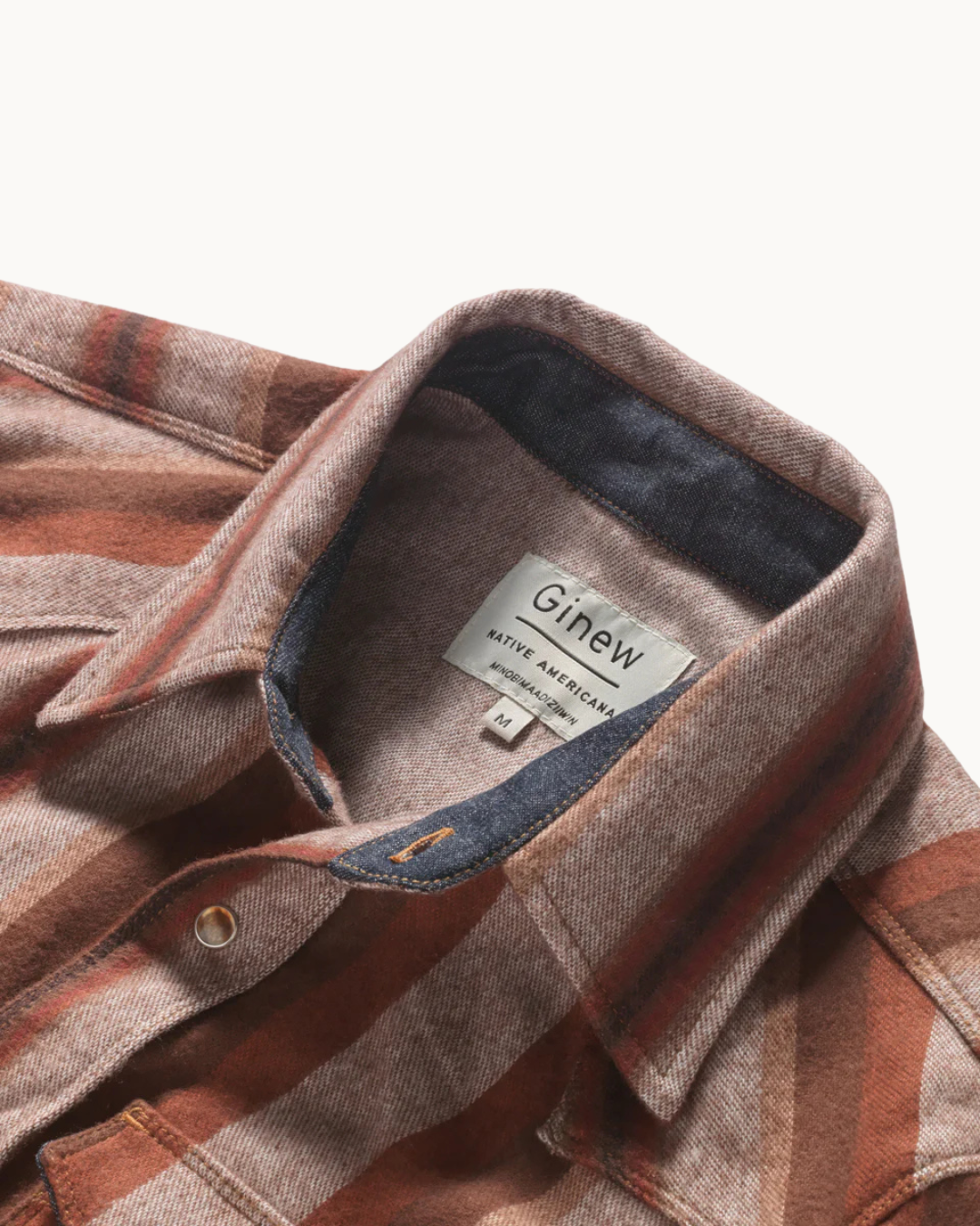 Western Snap Shirt Mocha Stripe by Ginew