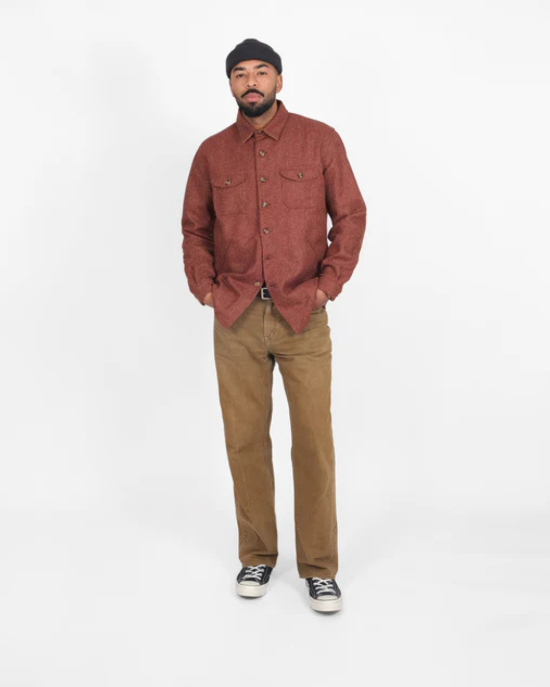 Crissman Overshirt - Brick Herringbone Wool by Dehen 1920