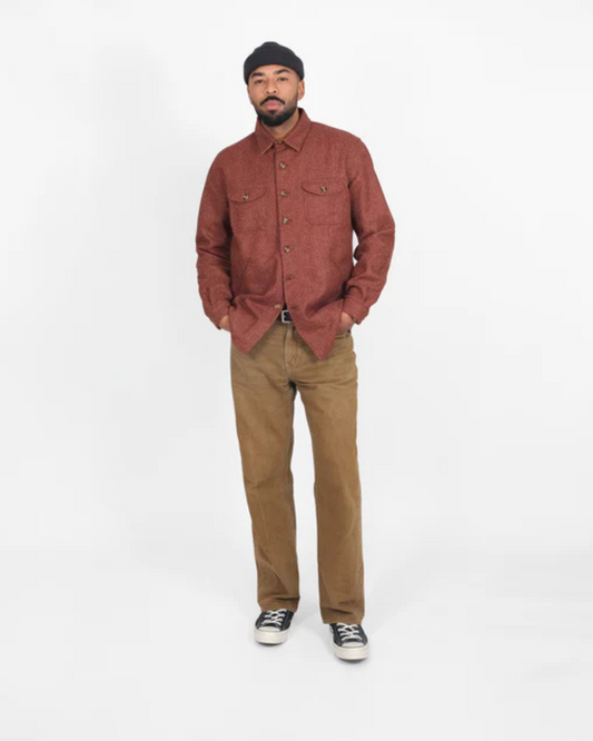 Crissman Overshirt - Brick Herringbone Wool by Dehen 1920