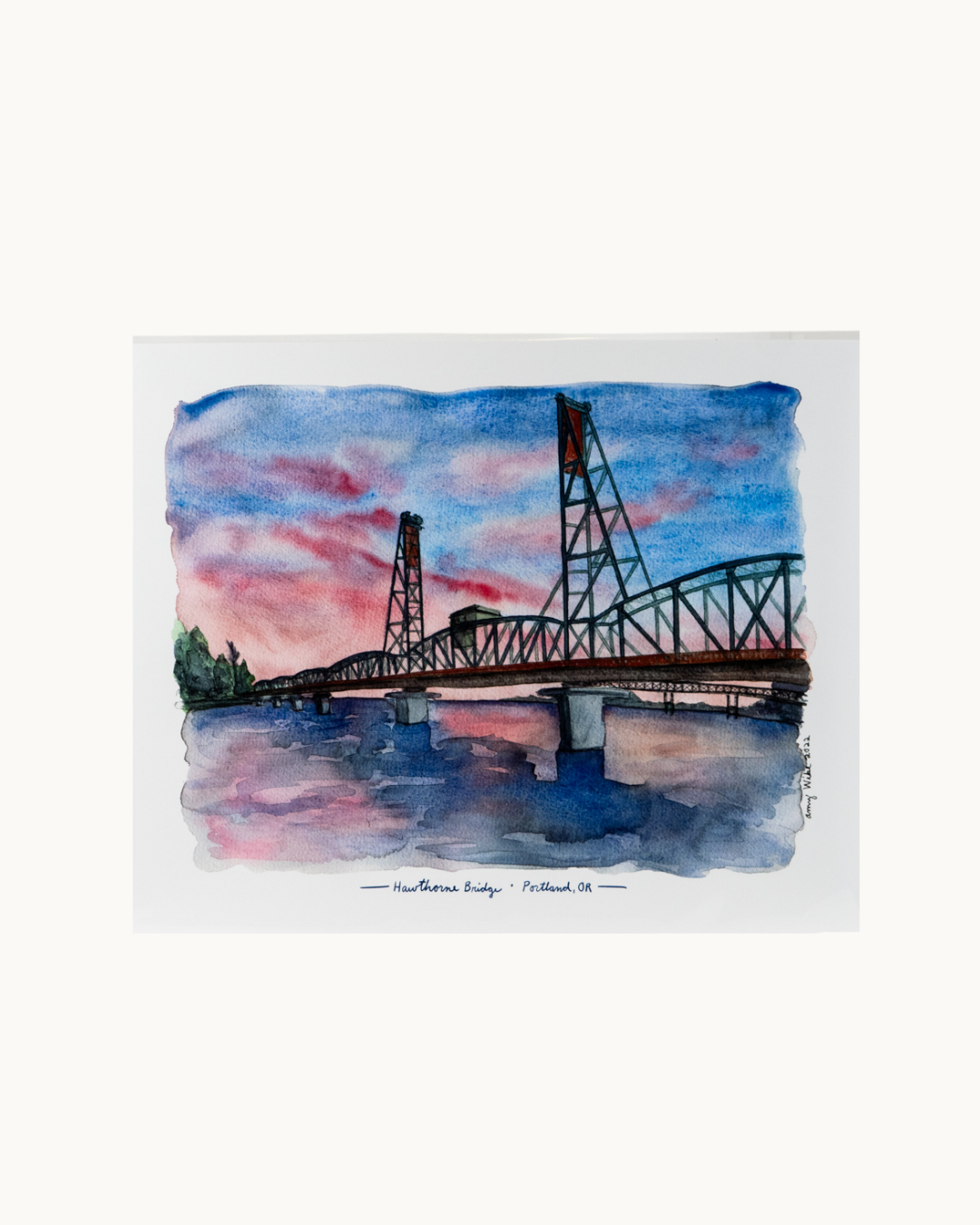 Hawthorne Bridge Print by Amy Wike Illustration