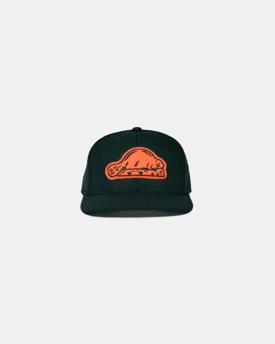 Wool Baseball Hat - Black/Orange Beaver by Dehen 1920