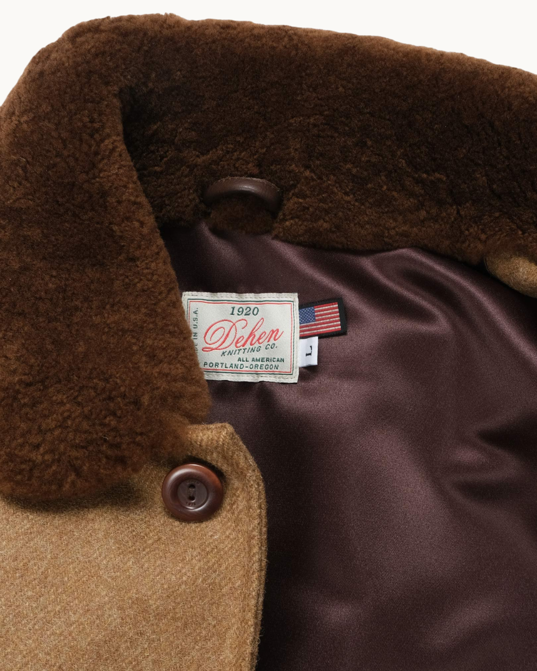 Winston Jacket - Dark Tan Mix Wool/Mahogany Mouton by Dehen 1920