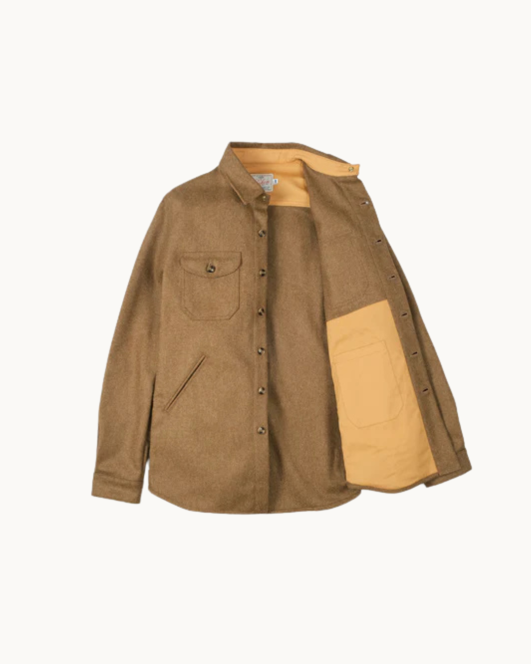 Crissman Overshirt - Dark Tan Wool Mix by Dehen 1920