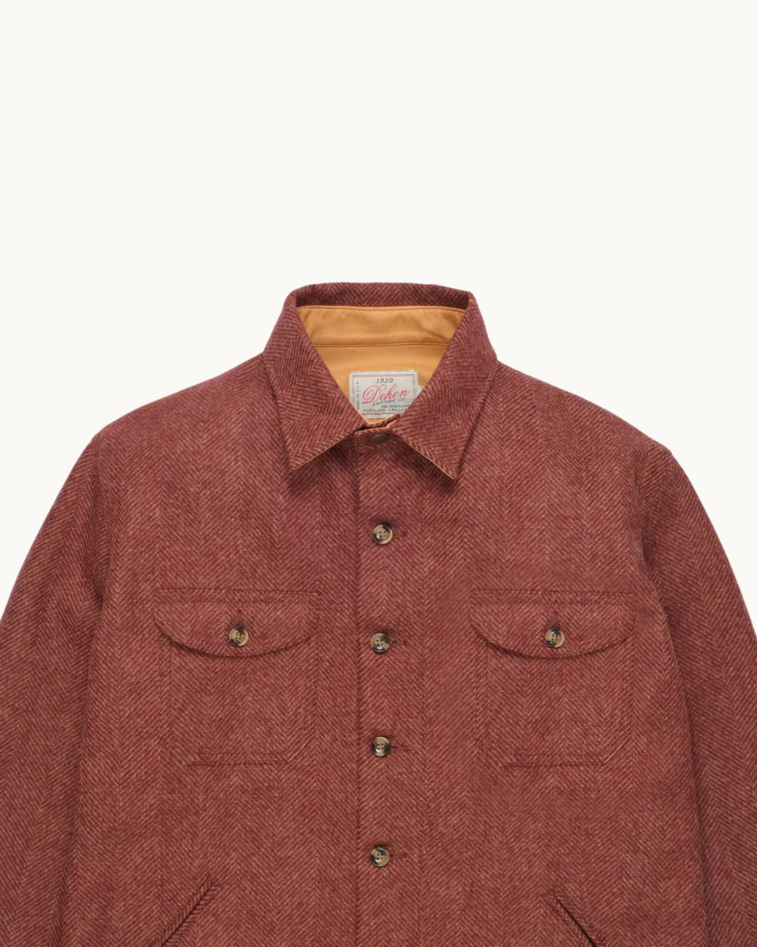 Crissman Overshirt - Brick Herringbone Wool by Dehen 1920