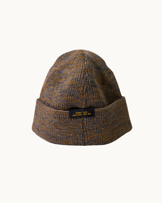 Wool Knit Watch Cap - Charcoal/Goldmine Mix by Dehen 1920