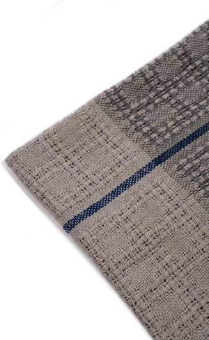 15. Dk. and Lt. Grey Lace Towel (100% Linen) by Fiber Art Designs