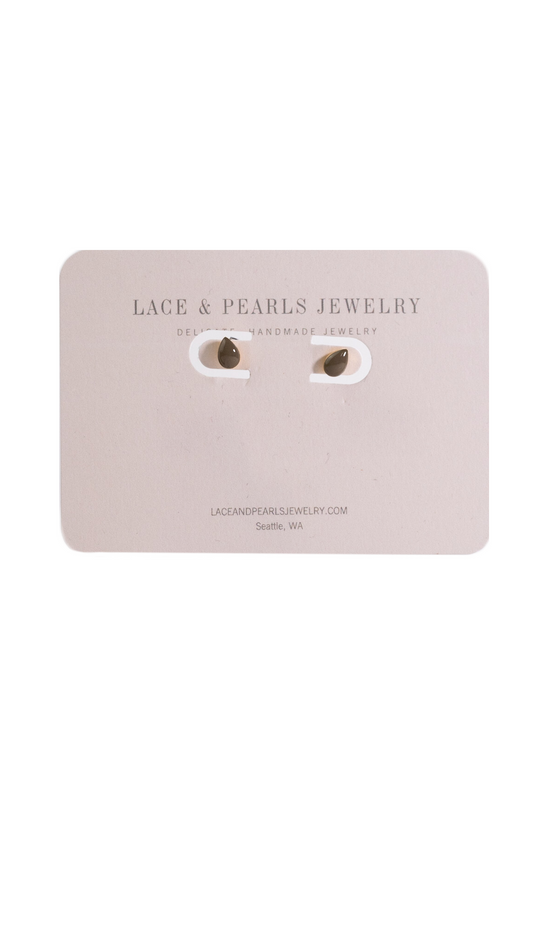 Grey Resin Teardrop Stud Earring 14k GF by Lace & Pearls Jewelry