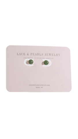 Green Resin Circle Stud Earring by Lace & Pearls Jewelry