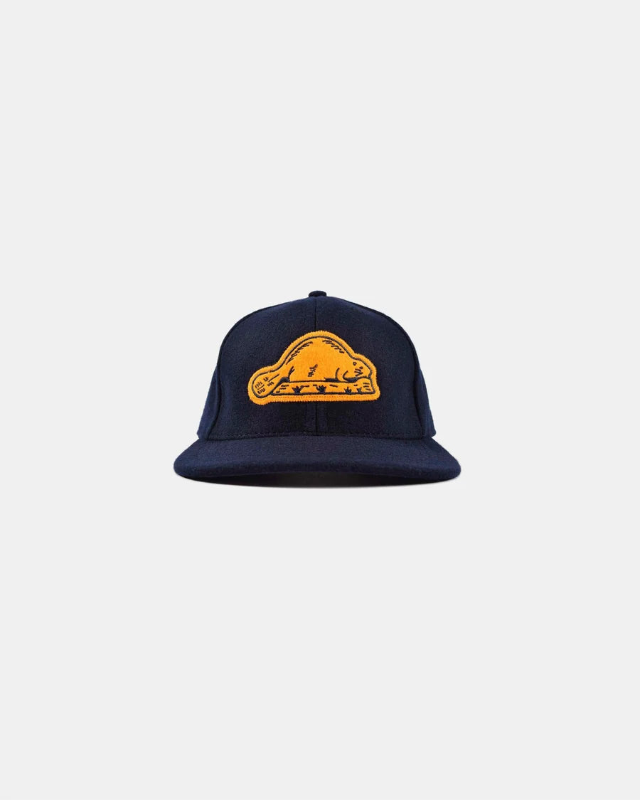 Wool Baseball Hat - Navy/Gold Beaver by Dehen 1920