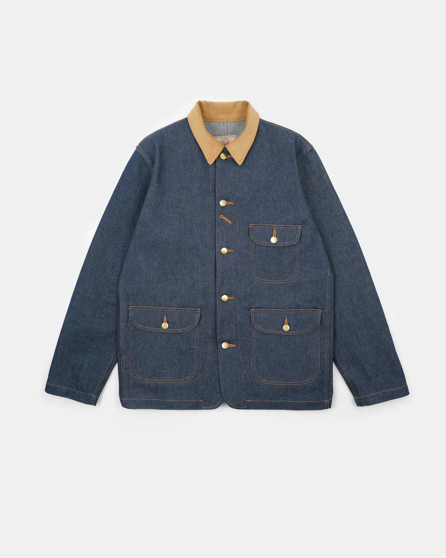 Chore Coat 2.0 - Indigo Denim/Fawn Corduroy by Dehen 1920