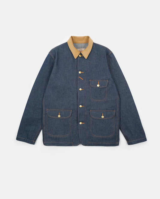 Chore Coat 2.0 - Indigo Denim/Fawn Corduroy by Dehen 1920