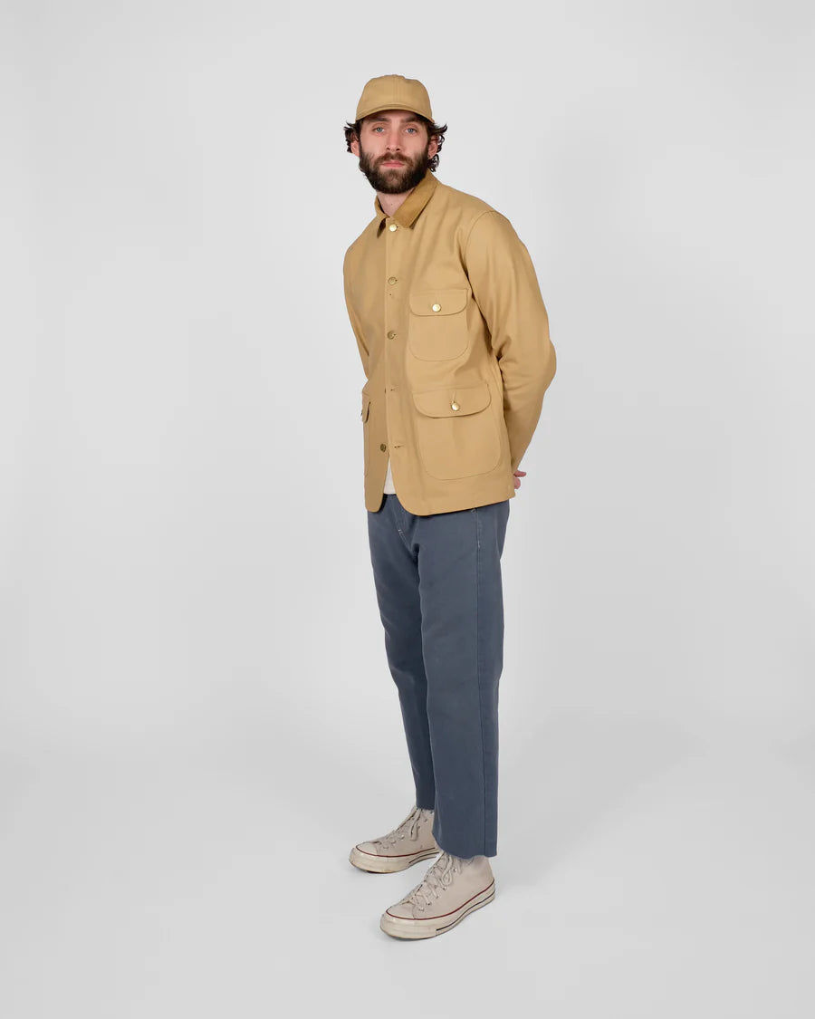 Chore Coat 2.0 Faded Tan Canvas/Fawn Corduroy by Dehen 1920