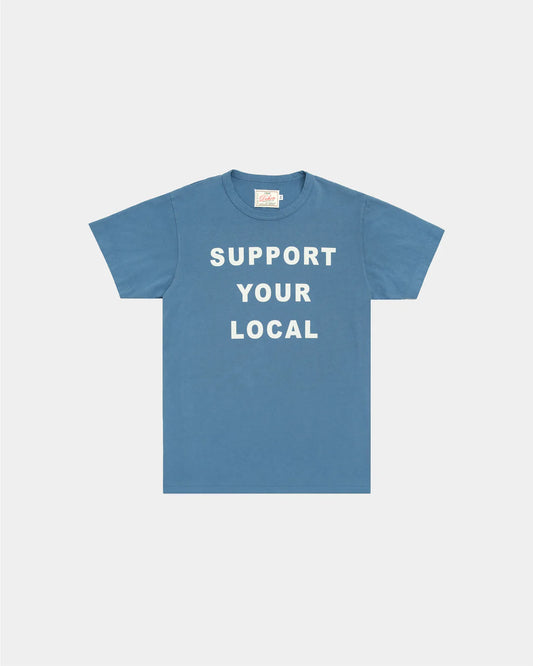 'Support Your Local' Tee - Faded Blue by Dehen 1920