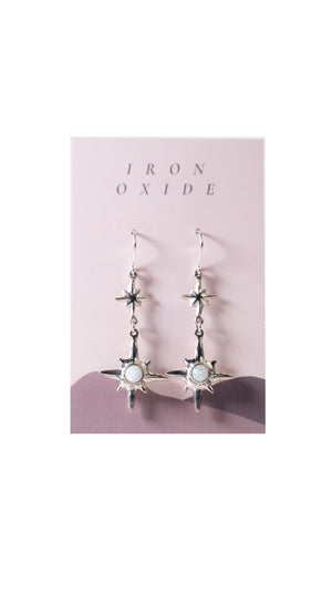 Silver & White Opal Mini Polaris Earrings by Iron Oxide