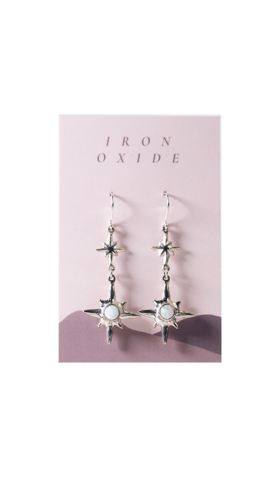 Silver & White Opal Mini Polaris Earrings by Iron Oxide