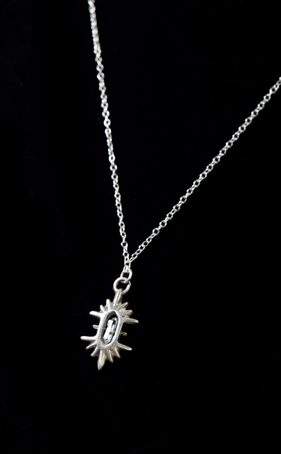 Silver Crystal Helios Necklace by Iron Oxide