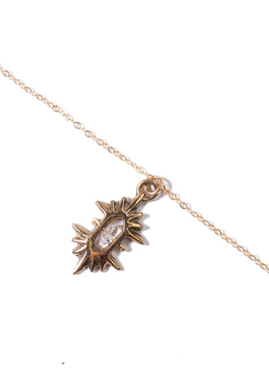 Bronze Crystal Helios Necklace by Iron Oxide
