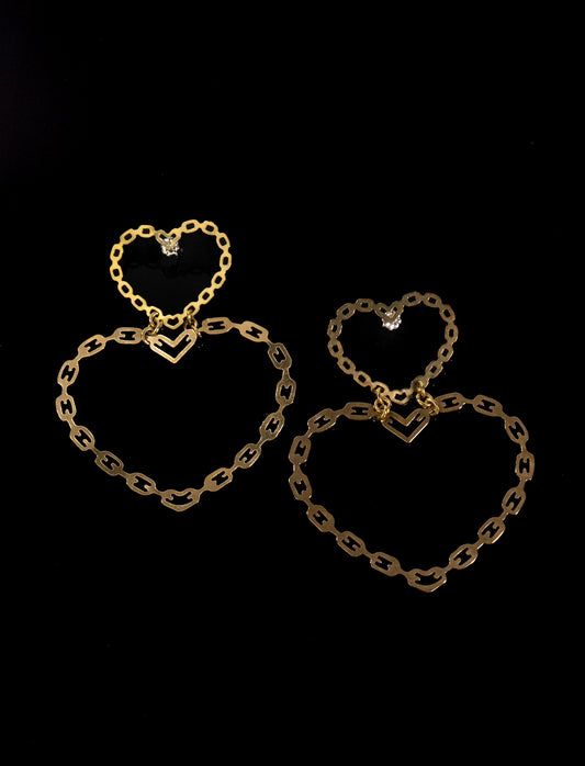 Chain My Heart Earrings Brass by Vittrock