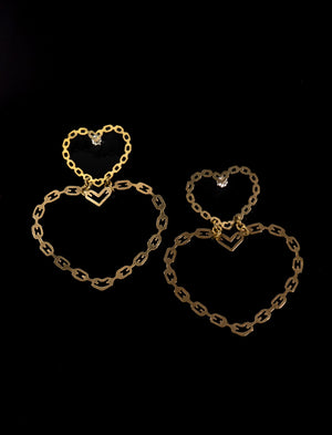 Chain My Heart Earrings Brass by Vittrock