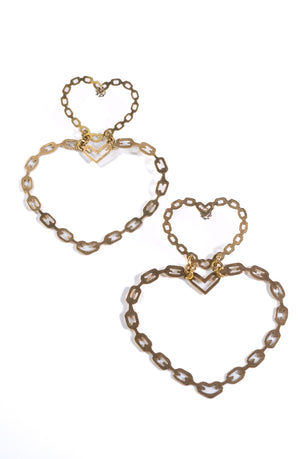 Chain My Heart Earrings Brass by Vittrock