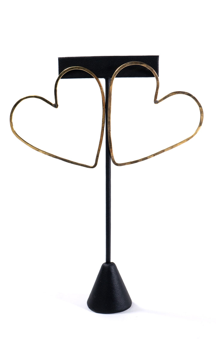 Hammered Heart Earrings Brass by Vittrock