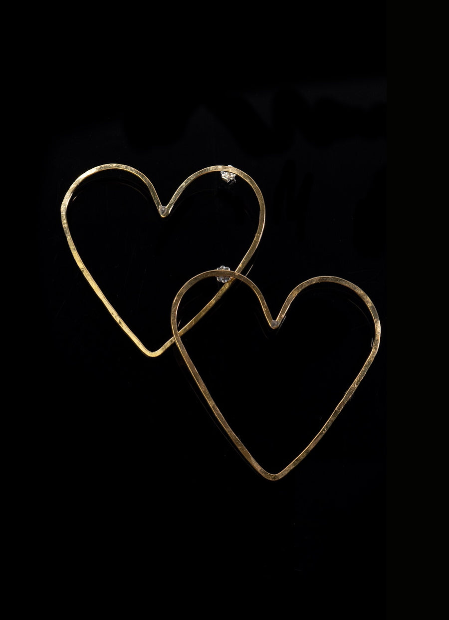 Hammered Heart Earrings Brass by Vittrock