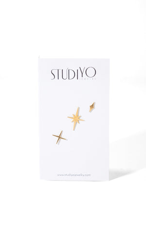 Star Studs (set of 3) 14k GP by Studiyo Jewelry