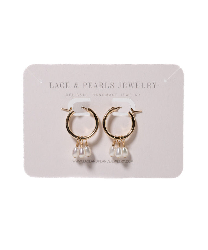 Pearl Hoop Earrings (14k GF) by Lace & Pearls Jewelry