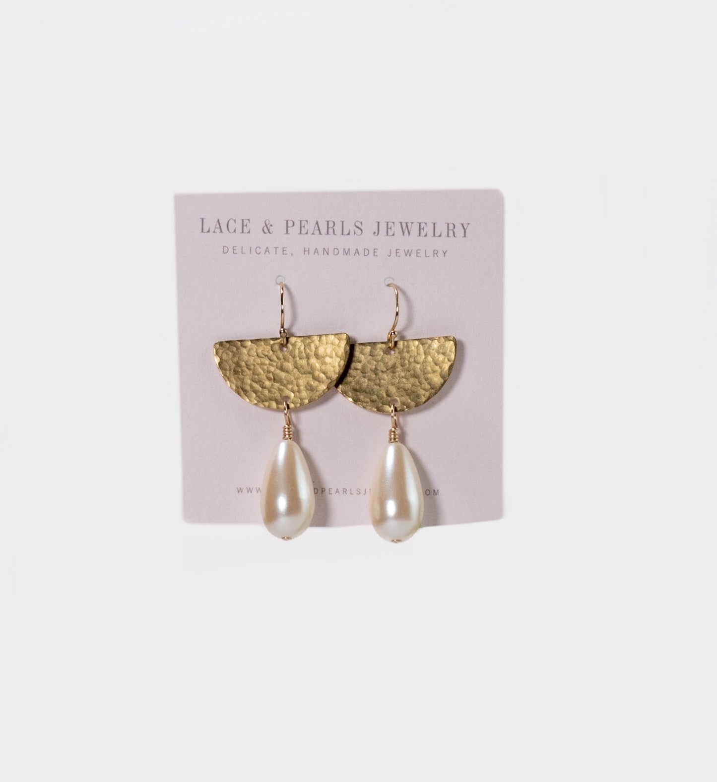 Half Moon Pearl Earrings by Lace & Pearls Jewelry