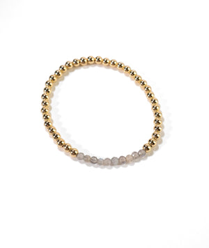 Labradorite/14k GF Mini Gemstone Beaded Stretch Bracelet by Lace & Pearls Jewelry