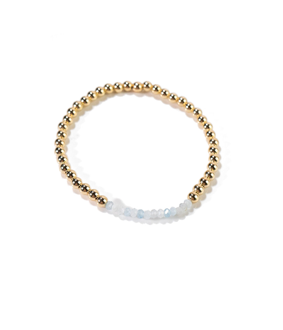 Aquamarine/14k GF Mini Gemstone Beaded Bracelet by Lace & Pearls Jewelry