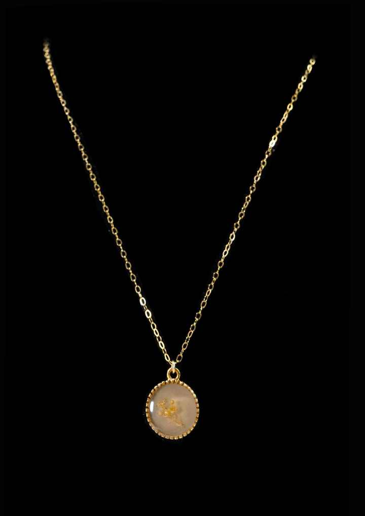 Circular Clear Resin Flower Necklace by Lace & Pearls Jewelry