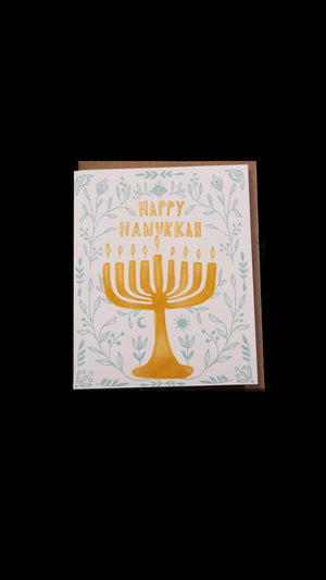 Happy Hanukkah Floral Card by Maija Rebecca