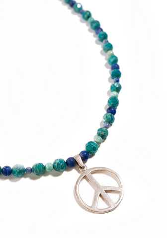 Multi Stone/SS Peace Necklace (KP-020) by Katie Peterson Jewelry