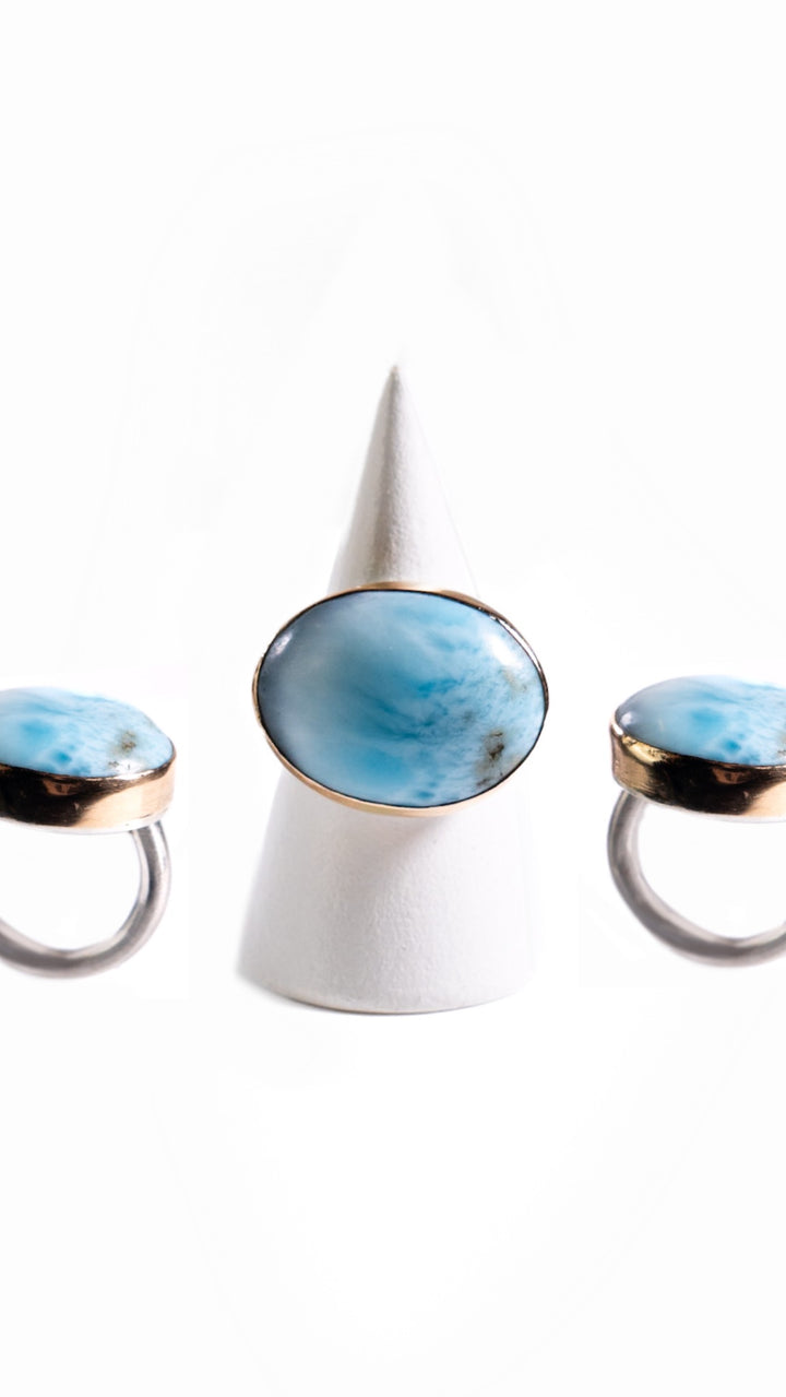 Larimar 14K/SS Ring size 8 (KP-013) by Katie Peterson Jewelry